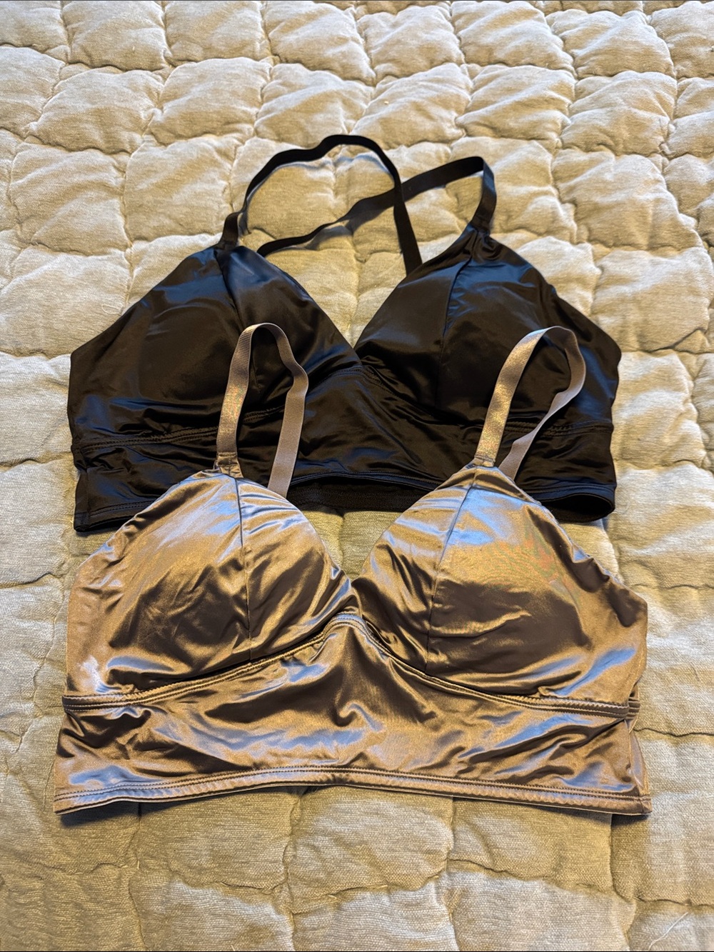 Women’s Satin Bralette Pack - Black & Grey